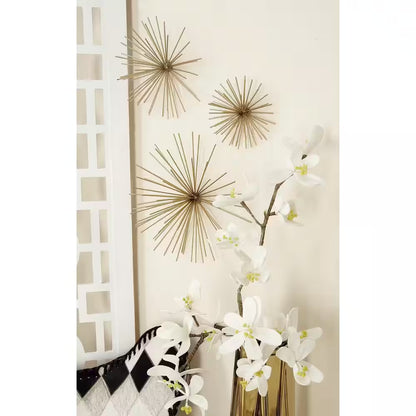 Gold Metal 3D Starburst Wall Decor Set of 3 | Modern Home Accent | Joyfulworld 