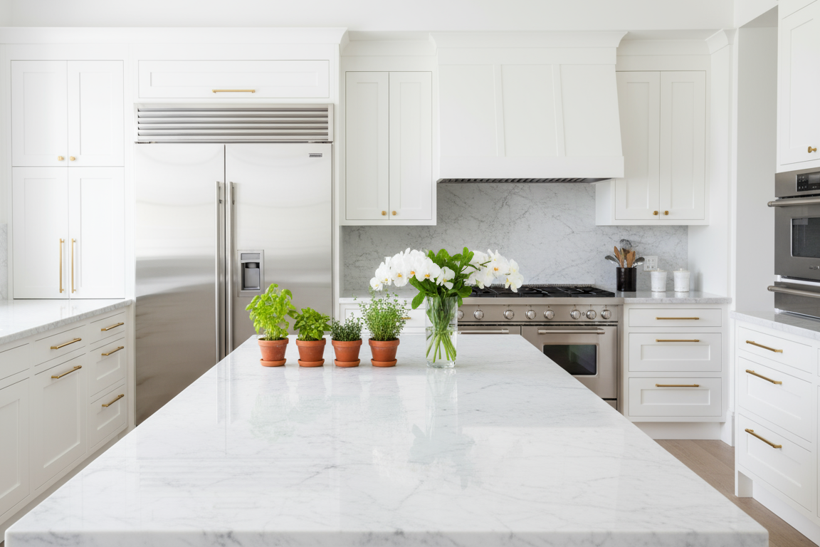 Generate me KITCHEN image for website. Make it brigter , elgent , fancey and saleble with white background high qulity image 